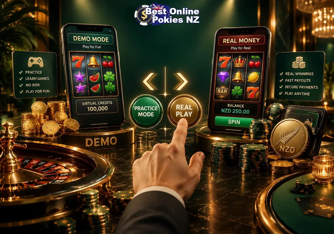 Differences between demo mode and real-money play